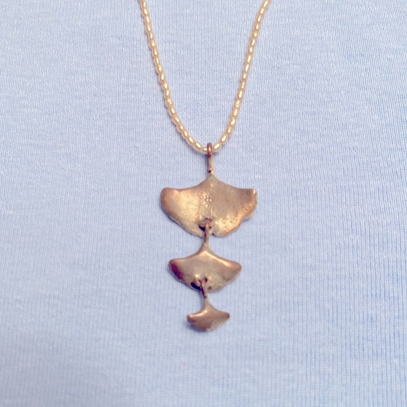 Michael Michaud Seed Pearl Necklace with Ginkgo Pendant - Picture 3 of 7